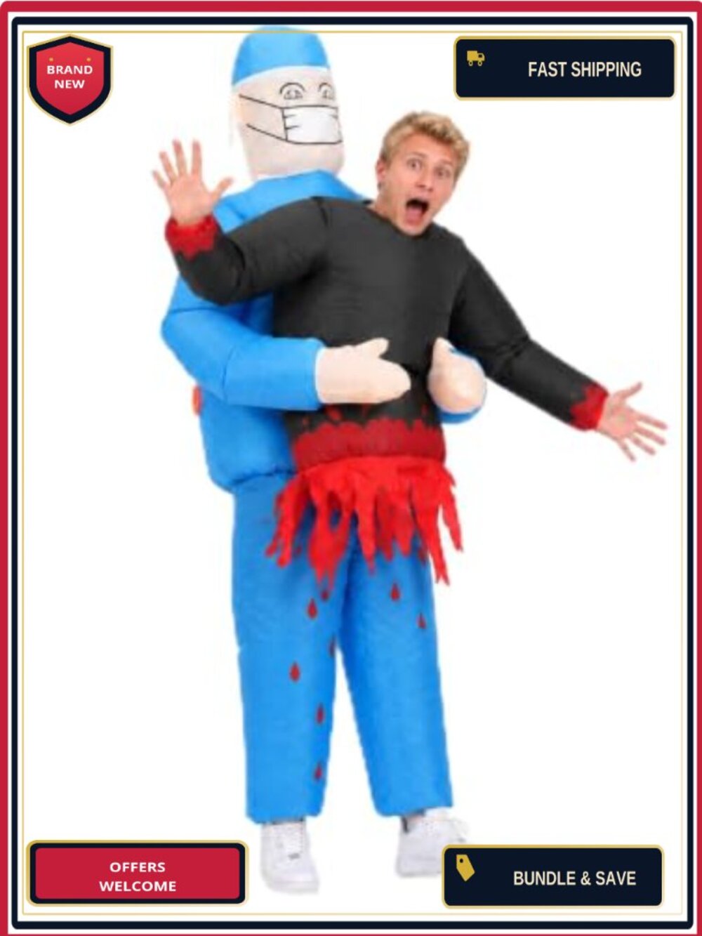 Adult Inflatable Doctor Costume Blow Up Surgeon Suit Halloween Cosplay